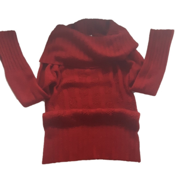 💃Woman's warm side street red turtle neck/cowl long sleeve sweater 💃 - Picture 2 of 9